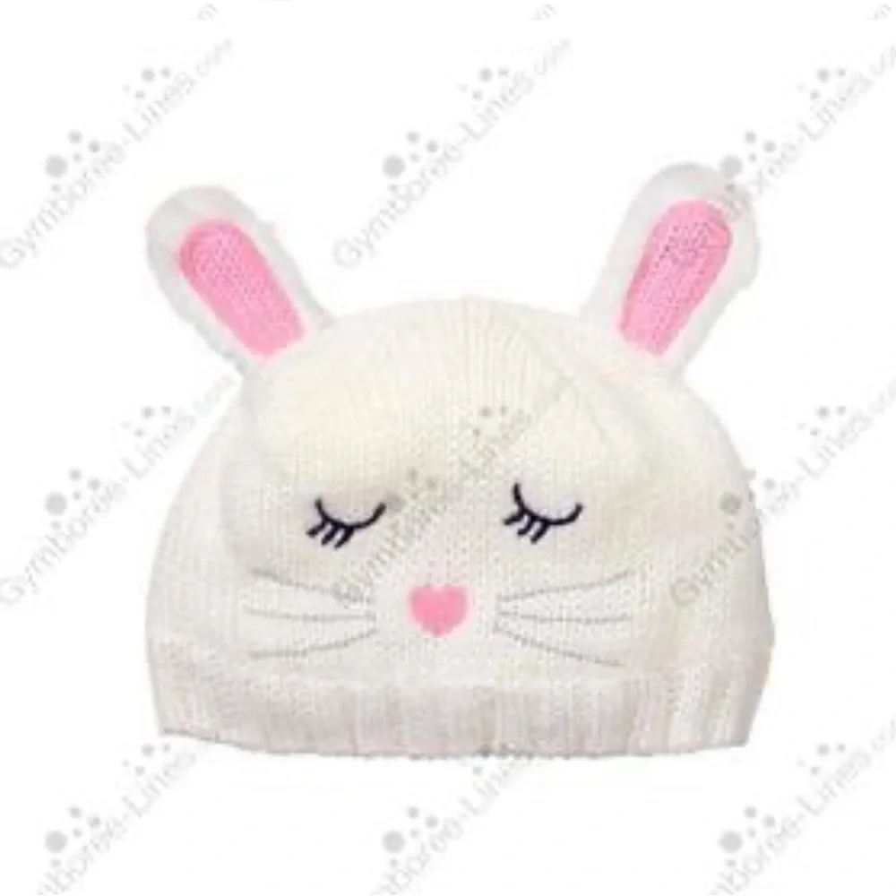 GYMBOREE & HANDMADE SET OF 3 KNIT CAP HATS FOR BABY GIRL SIZE 3-6, & 0-12